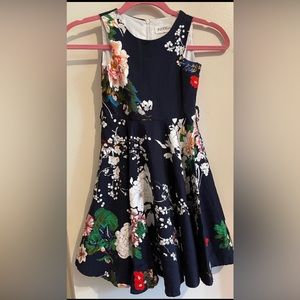 HBB Magic Girls Black Floral Sleeveless Round Neck Zip Fit & Flare Dress Size 8